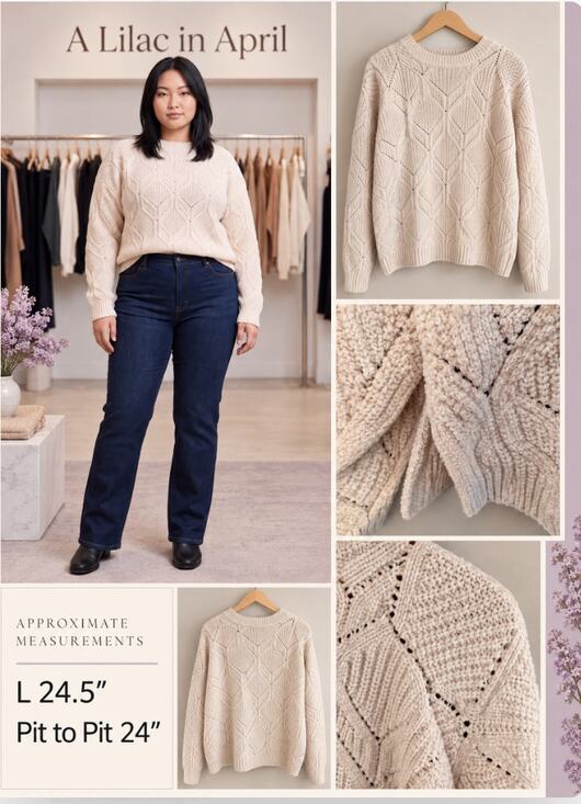 Weatherproof Vintage Sweaters - Weatherproof Vintage Metallic Sparkle Cream Cable Knit Sweater XXL